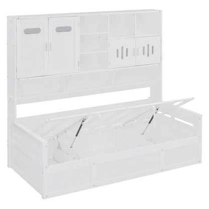 All-in-one Bookcase Captains Daybed with Hydraulic Storage Bed