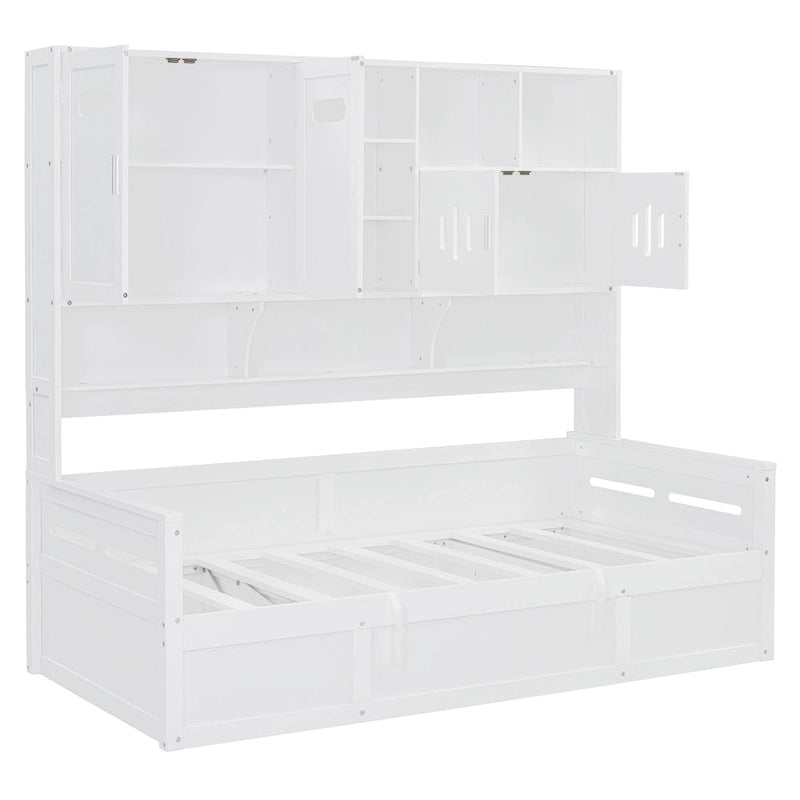 All-in-one Bookcase Captains Daybed with Hydraulic Storage Bed