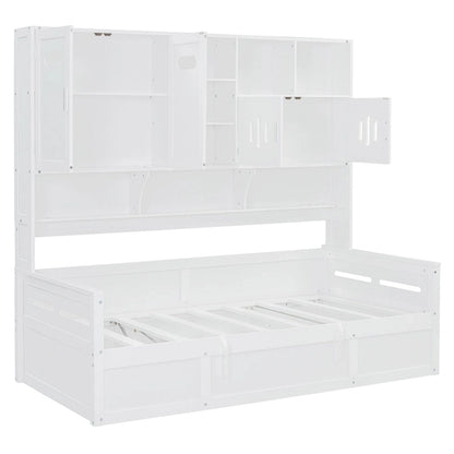 All-in-one Bookcase Captains Daybed with Hydraulic Storage Bed