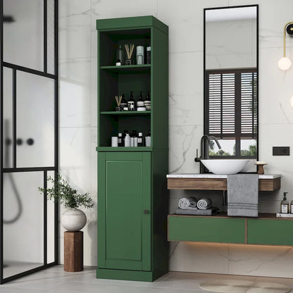100% Solid Wood 16.5 Bathroom Storage Cabinet with Solid Doors and Adjustable Shelves