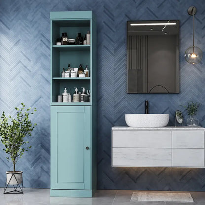 100% Solid Wood 16.5 Bathroom Storage Cabinet with Solid Doors and Adjustable Shelves