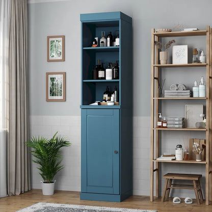 100% Solid Wood 16.5 Bathroom Storage Cabinet with Solid Doors and Adjustable Shelves