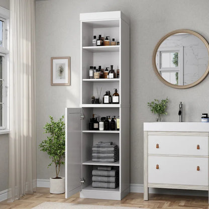 100% Solid Wood 16.5 Bathroom Storage Cabinet with Solid Doors and Adjustable Shelves