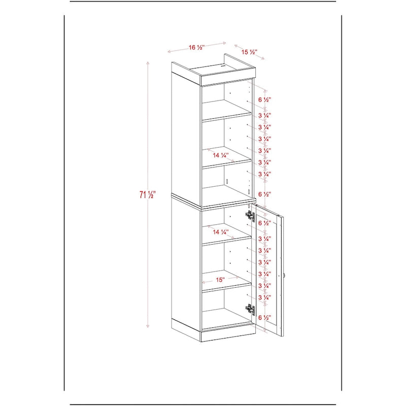 100% Solid Wood 16.5 Bathroom Storage Cabinet with Solid Doors and Adjustable Shelves