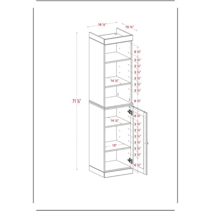 100% Solid Wood 16.5 Bathroom Storage Cabinet with Solid Doors and Adjustable Shelves