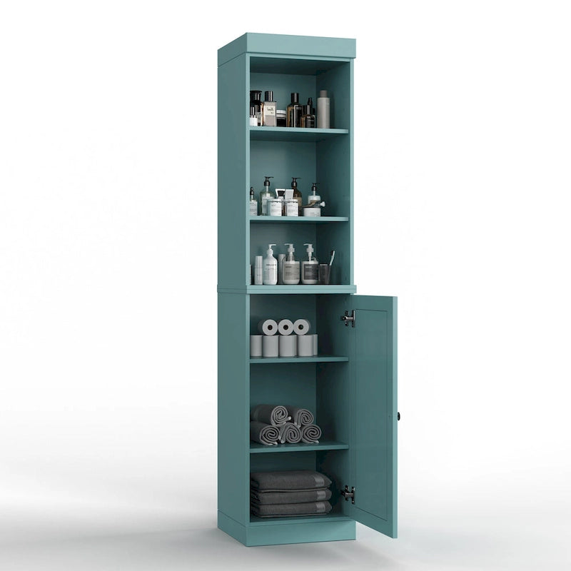 100% Solid Wood 16.5 Bathroom Storage Cabinet with Solid Doors and Adjustable Shelves