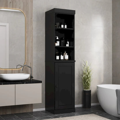 100% Solid Wood 16.5 Bathroom Storage Cabinet with Solid Doors and Adjustable Shelves