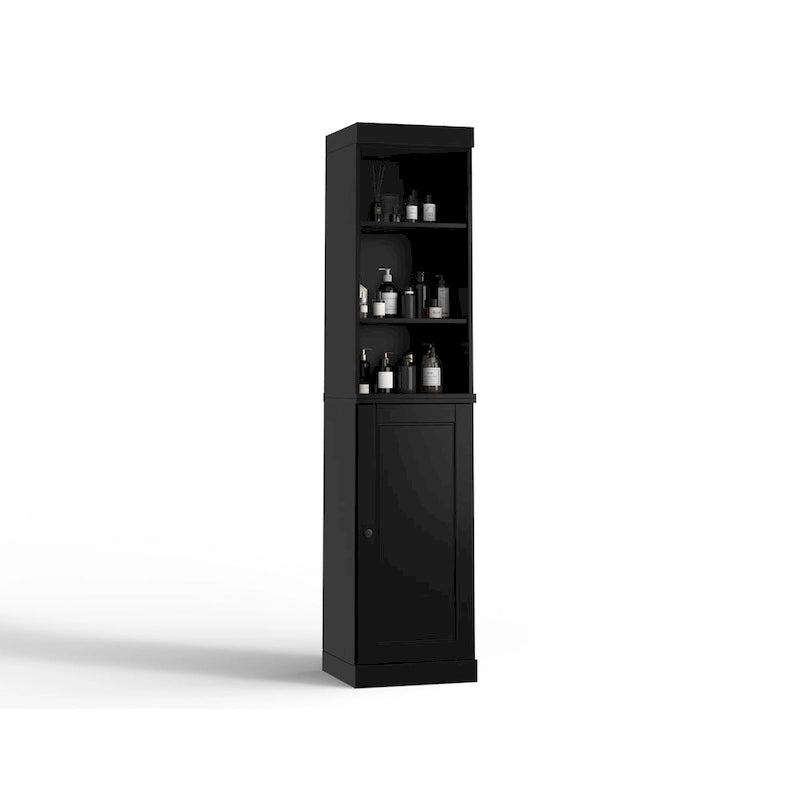 100% Solid Wood 16.5 Bathroom Storage Cabinet with Solid Doors and Adjustable Shelves