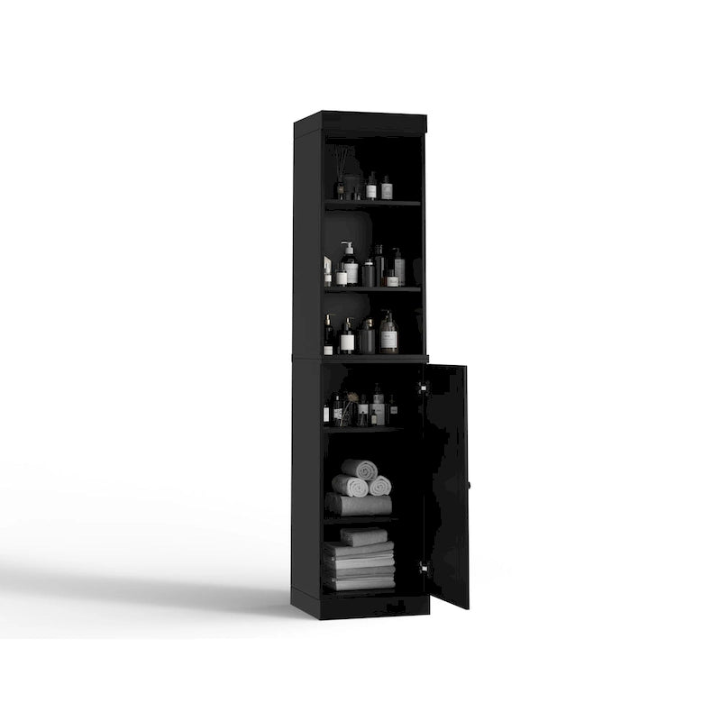 100% Solid Wood 16.5 Bathroom Storage Cabinet with Solid Doors and Adjustable Shelves