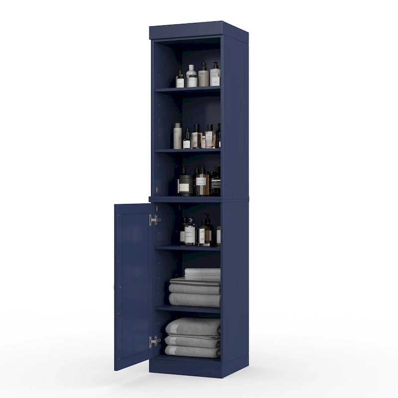 100% Solid Wood 16.5 Bathroom Storage Cabinet with Solid Doors and Adjustable Shelves