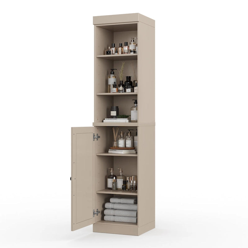 100% Solid Wood 16.5 Bathroom Storage Cabinet with Solid Doors and Adjustable Shelves