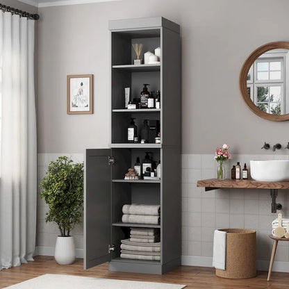 100% Solid Wood 16.5 Bathroom Storage Cabinet with Solid Doors and Adjustable Shelves