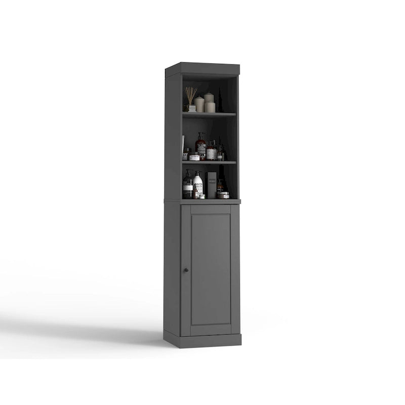 100% Solid Wood 16.5 Bathroom Storage Cabinet with Solid Doors and Adjustable Shelves