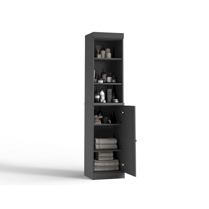 100% Solid Wood 16.5 Bathroom Storage Cabinet with Solid Doors and Adjustable Shelves