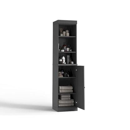 100% Solid Wood 16.5 Bathroom Storage Cabinet with Solid Doors and Adjustable Shelves