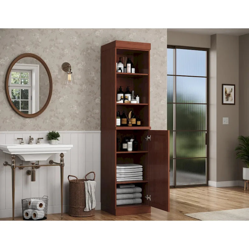 100% Solid Wood 16.5 Bathroom Storage Cabinet with Solid Doors and Adjustable Shelves
