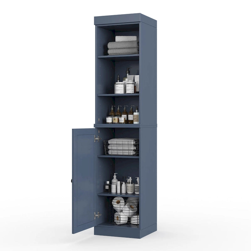 100% Solid Wood 16.5 Bathroom Storage Cabinet with Solid Doors and Adjustable Shelves