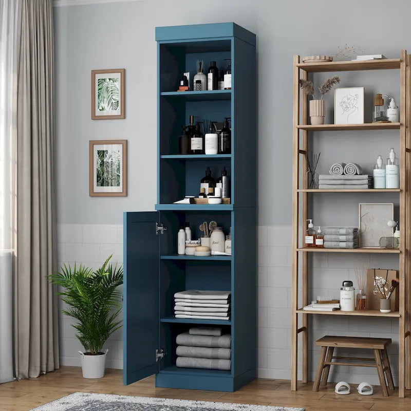 100% Solid Wood 16.5 Bathroom Storage Cabinet with Solid Doors and Adjustable Shelves
