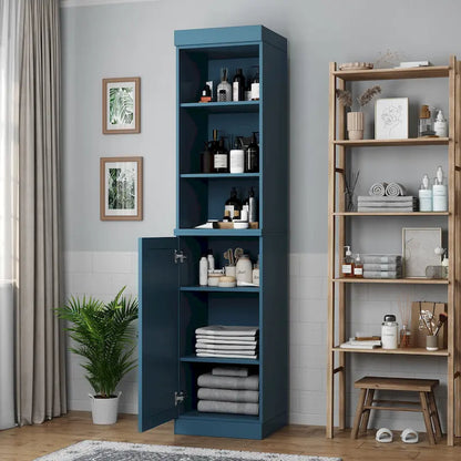 100% Solid Wood 16.5 Bathroom Storage Cabinet with Solid Doors and Adjustable Shelves