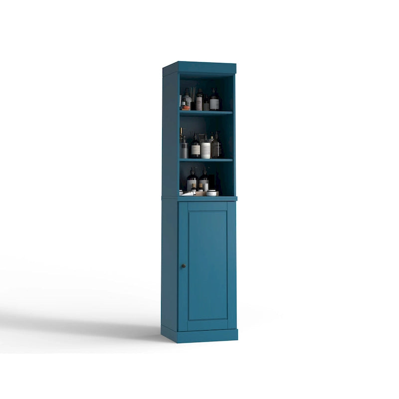 100% Solid Wood 16.5 Bathroom Storage Cabinet with Solid Doors and Adjustable Shelves