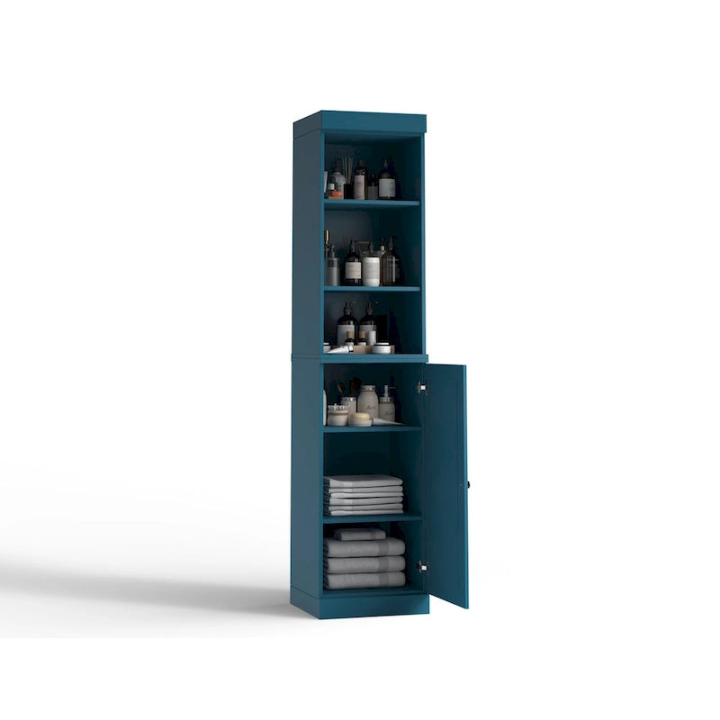 100% Solid Wood 16.5 Bathroom Storage Cabinet with Solid Doors and Adjustable Shelves