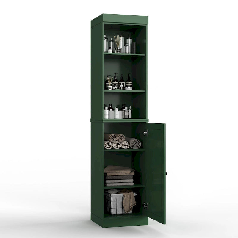100% Solid Wood 16.5 Bathroom Storage Cabinet with Solid Doors and Adjustable Shelves