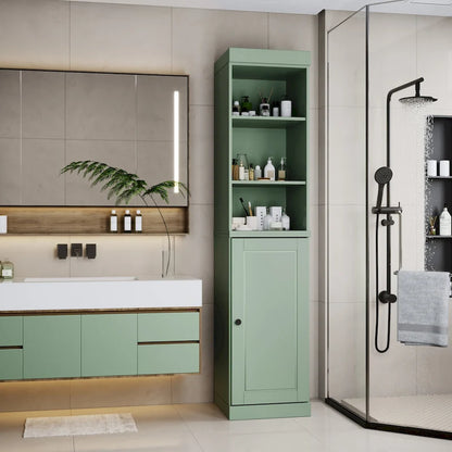 100% Solid Wood 16.5 Bathroom Storage Cabinet with Solid Doors and Adjustable Shelves