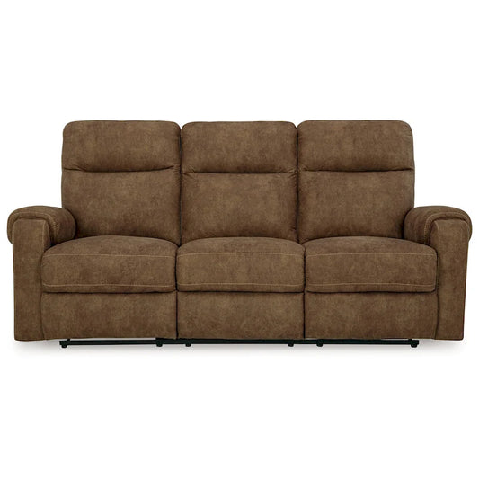 Woli Manual Recliner Sofa, 86 Inch, Classic Foam, Brown Faux Leather