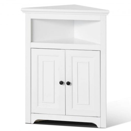 Corner Cabinet 32 with 2 Doors and Adjustable Shelves for Home Storage - 25.4 x 12.8 x 33.3 in