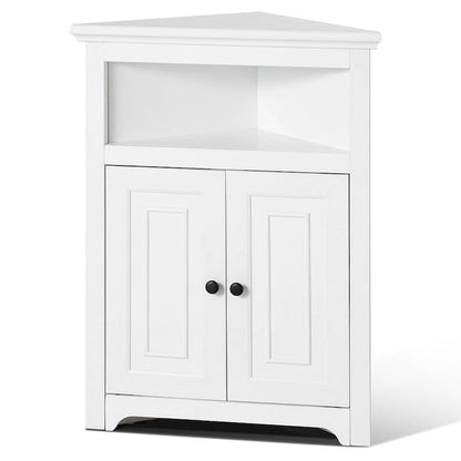 Corner Cabinet 32 with 2 Doors and Adjustable Shelves for Home Storage - 25.4 x 12.8 x 33.3 in
