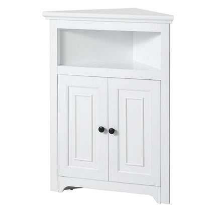 Corner Cabinet 32 with 2 Doors and Adjustable Shelves for Home Storage - 25.4 x 12.8 x 33.3 in