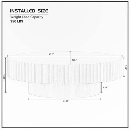 43.7 inch Round Coffee Table for Living Room