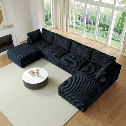 Soft Plush Upholstered Modular Sectional Sofa U-shaped Down Filled Living Room Couch-5 Seaters/6 Seaters