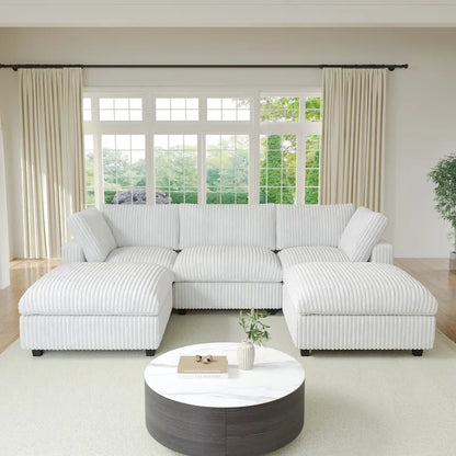 Soft Plush Upholstered Modular Sectional Sofa U-shaped Down Filled Living Room Couch-5 Seaters/6 Seaters