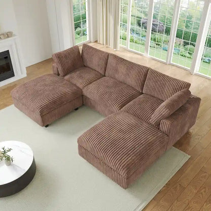 Soft Plush Upholstered Modular Sectional Sofa U-shaped Down Filled Living Room Couch-5 Seaters/6 Seaters