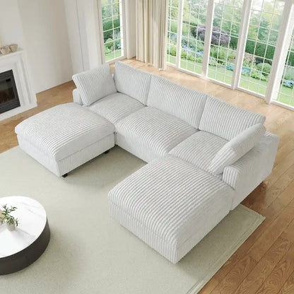 Soft Plush Upholstered Modular Sectional Sofa U-shaped Down Filled Living Room Couch-5 Seaters/6 Seaters