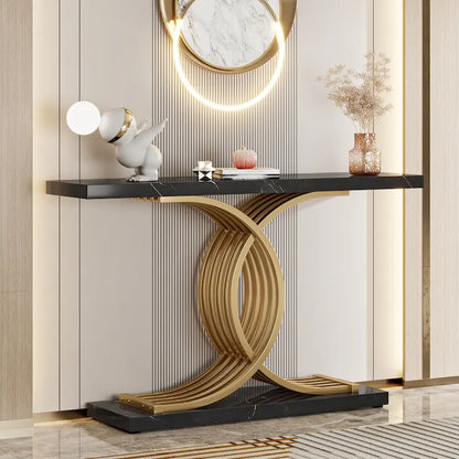 40 Modern Console Table, Faux Marble Entryway Hallway Table for Foyer