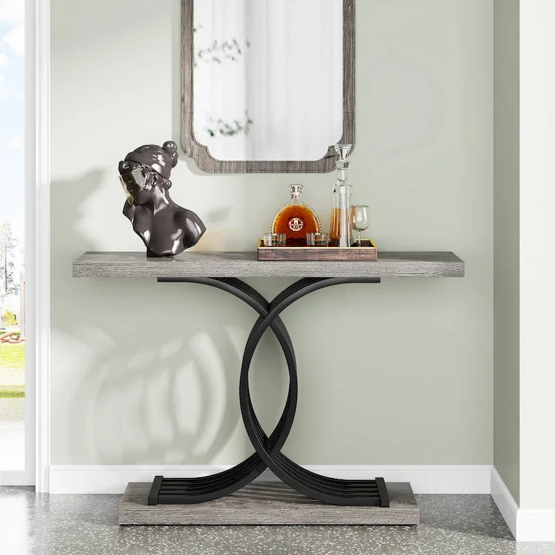 40 Modern Console Table, Faux Marble Entryway Hallway Table for Foyer