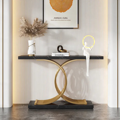 40 Modern Console Table, Faux Marble Entryway Hallway Table for Foyer