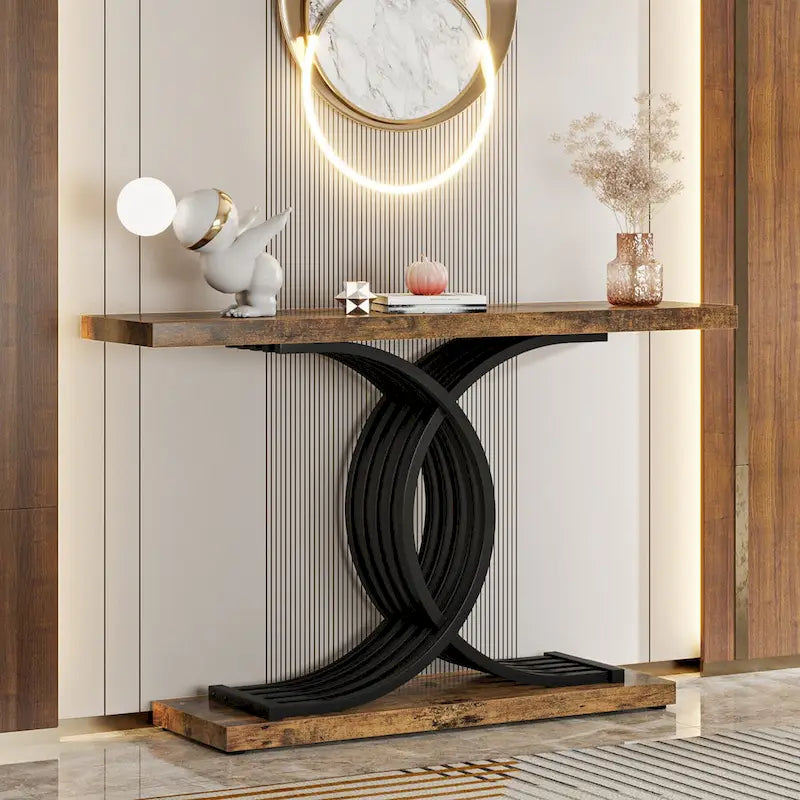 40 Modern Console Table, Faux Marble Entryway Hallway Table for Foyer