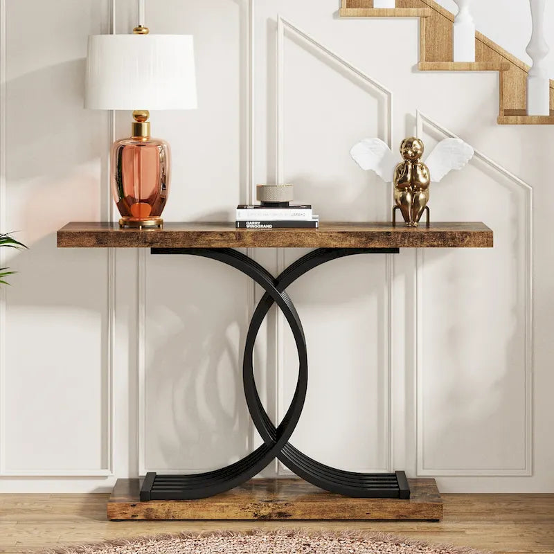 40 Modern Console Table, Faux Marble Entryway Hallway Table for Foyer
