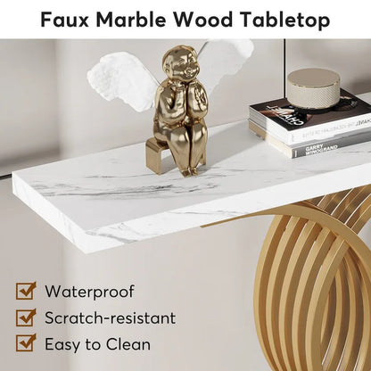 40 Modern Console Table, Faux Marble Entryway Hallway Table for Foyer