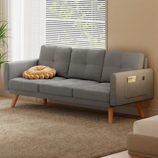 67 Sofa Couch with Soft Armrest Small Sofa Seat with 3 Comfy Pillows3-Seater Couch for Livingroom