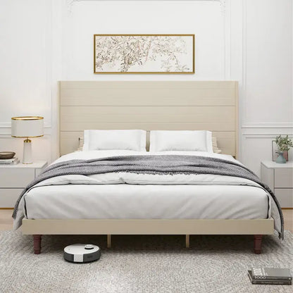 King Size Platform Bed Elegant High Headboard Bed Comfortable High Back Design
