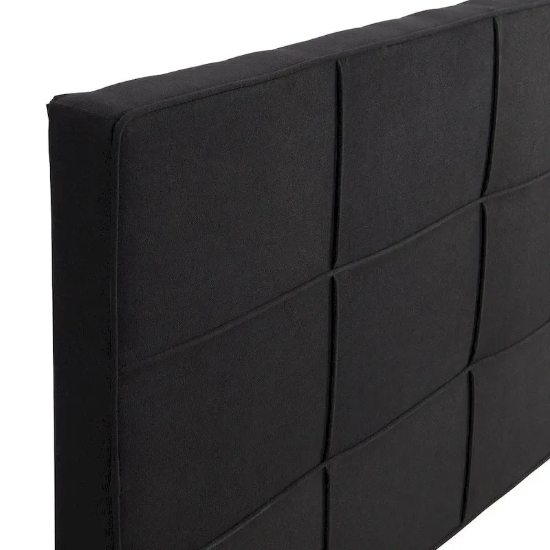 King Size Upholstered Bed with Linen Fabric Headboard