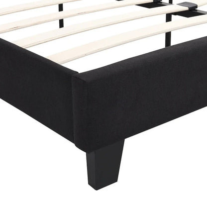 King Size Upholstered Bed with Linen Fabric Headboard