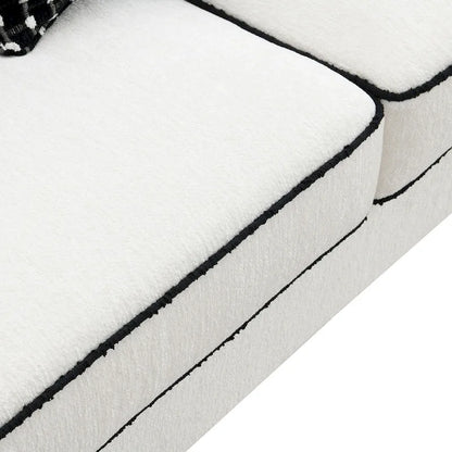 Furniture of America Anastasia White Chenille Sofa with Accent Pillows