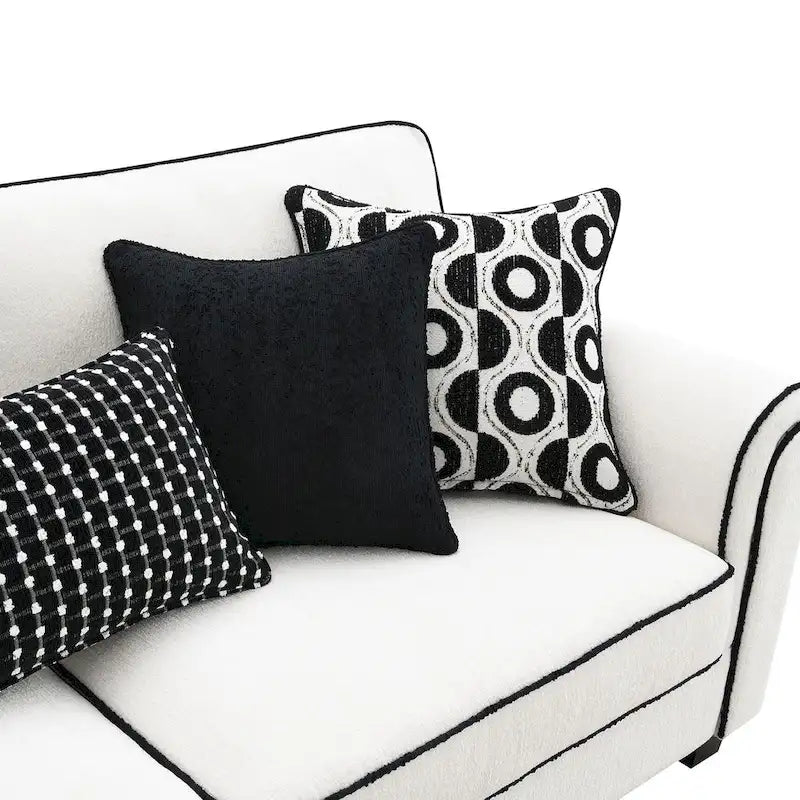 Furniture of America Anastasia White Chenille Sofa with Accent Pillows