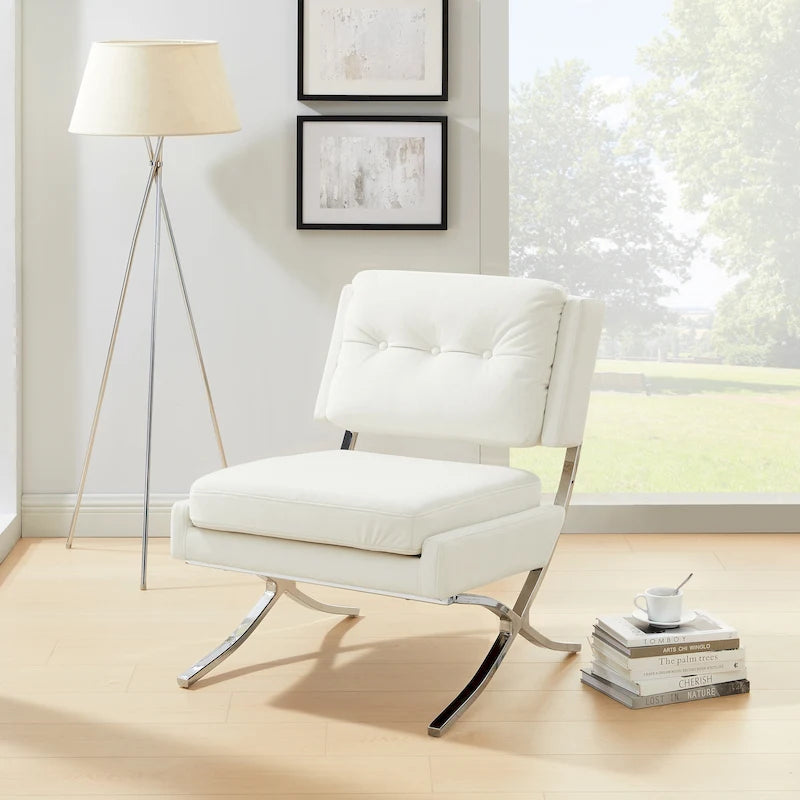Modern and Comfortable Velvet Armless Accent Chair