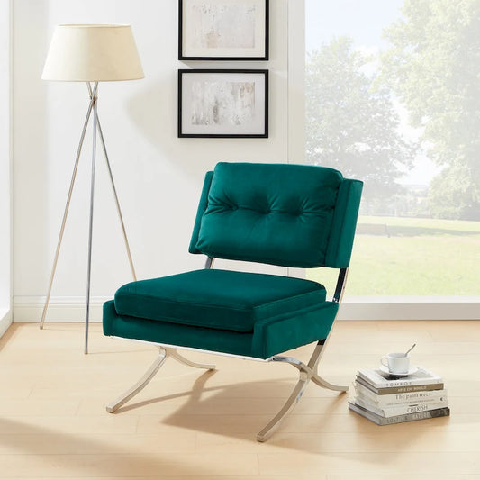 Modern and Comfortable Velvet Armless Accent Chair